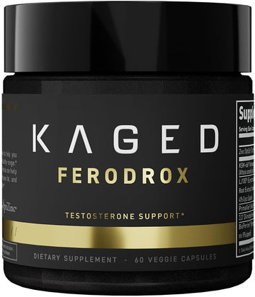 Kaged Testosterone Booster | Ferodrox | Ultra-Premium Hormone Management Supplement with LJ100 Tongkat Ali | KSM-66 Ashwagandha | Shilajit | 60 Servings
