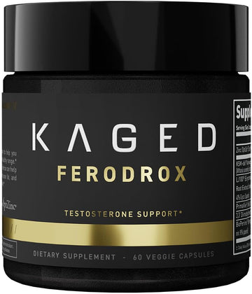 Kaged Testosterone Booster | Ferodrox | Ultra-Premium Hormone Management Supplement With Lj100 Tongkat Ali | Ksm-66 Ashwagandha | Shilajit | 60 Servings