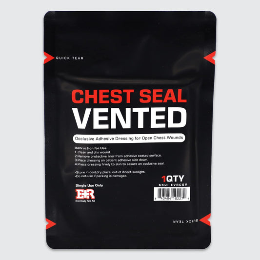 Ever Ready First Aid Vented Chest Seal With Quick Tear - 6.6” Square Occlusive Adhesive Dressing For Open Chest Wounds