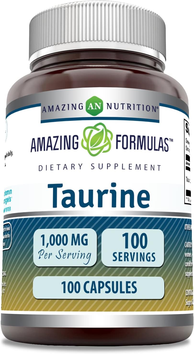 Amazing Formulas Taurine 1000mg 100 Capsules Amino Acid Supplement | N