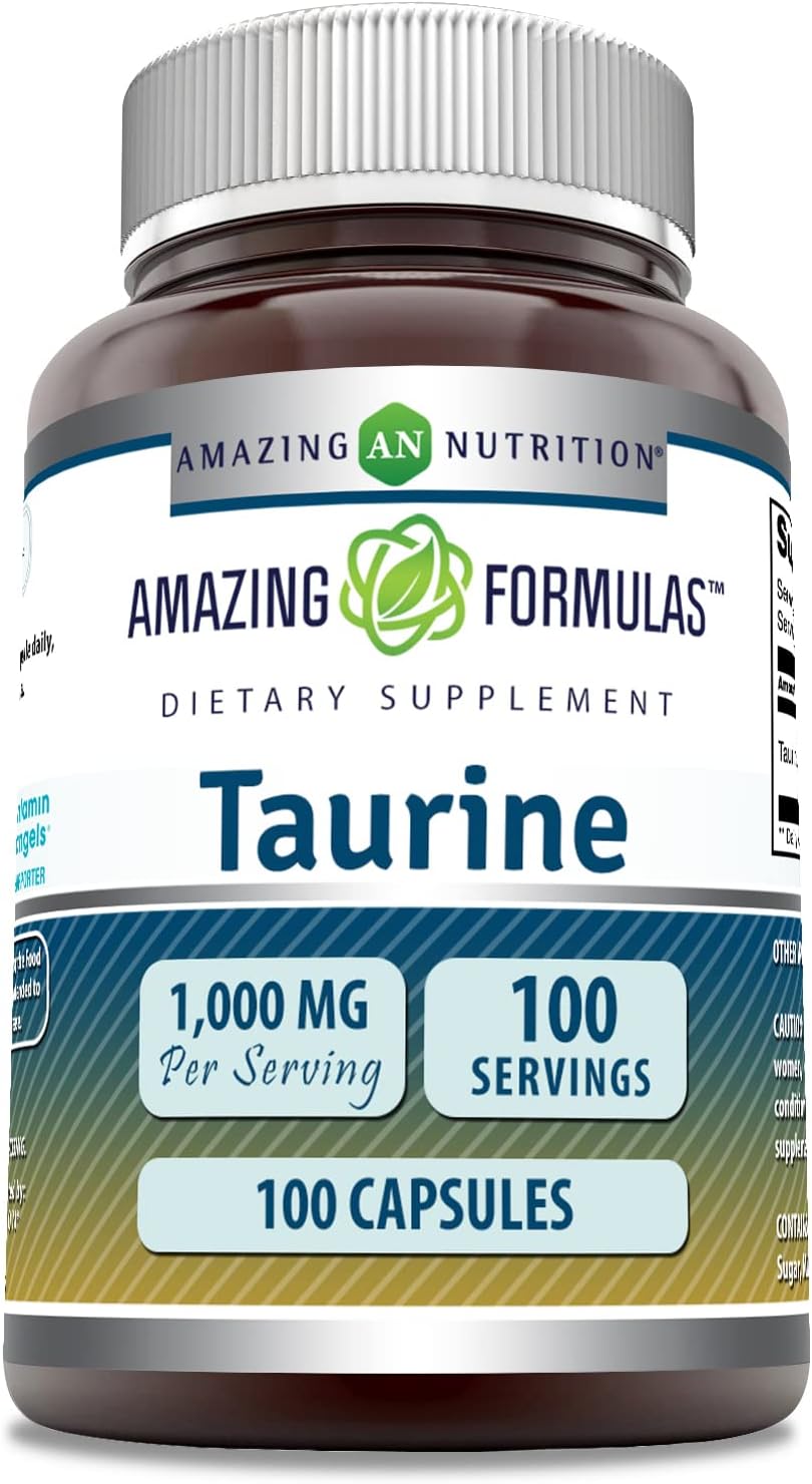 Amazing Formulas Taurine 1000 Mg Per Serving 200 Capsules Amino Acid Supplement | Non-Gmo | Gluten Free | Made In Usa