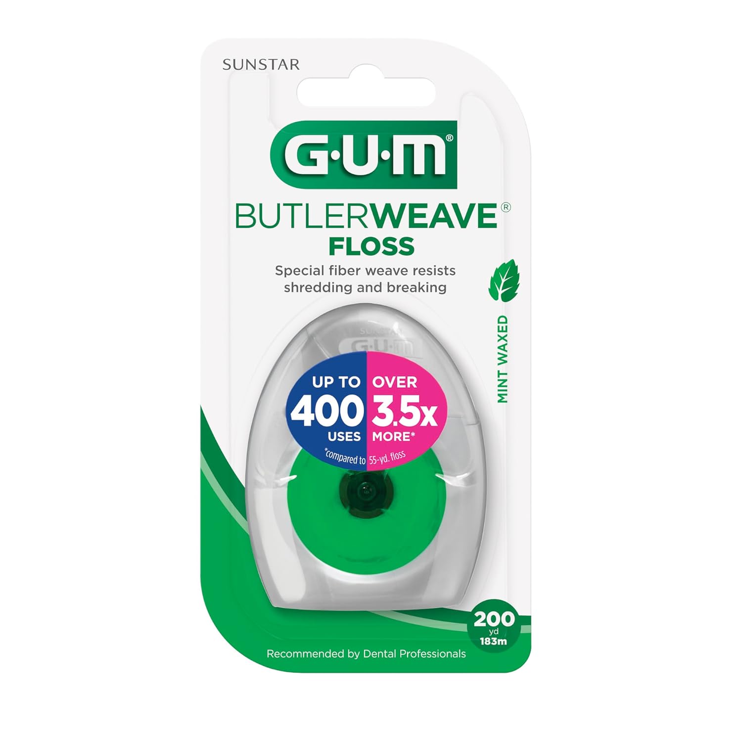 Gum Butlerweave Woven Dental Flos, Shred Resistant Waxed Floss, Mint Flavored, 1 Count: Industrial & Scientific