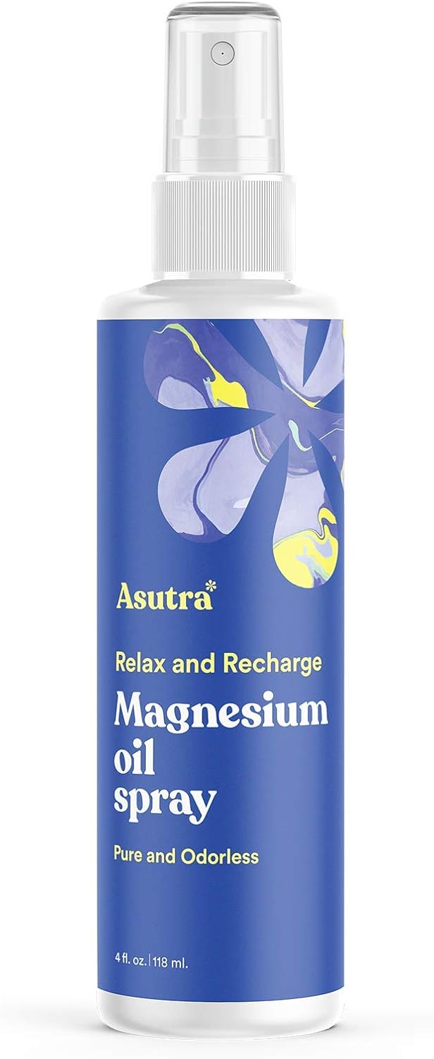Asutra Magnesium Oil Spray, 4 Fl Oz - Topical Magnesium, Rapid Absorption, Pure, Odorless And Non-Greasy, Magnesium Derived From Zechstein Seabed