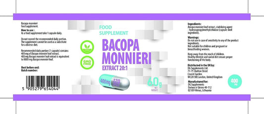 Hepatica Bacopa Monnieri (Brahmi) Extract – 8000Mg Equivalent (400Mg 20:1 Extract) | 120 Vegan Capsules | High-Strength Brain, Memory & Cognitive Support | 3Rd Party Lab Tested | Gluten-Free, Non-Gmo