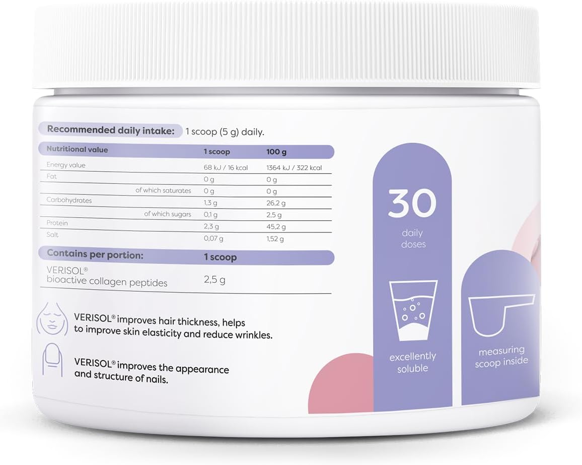 Osavi Collagen Hair, Skin & Nails – 150 G Powder | 60 Doses | Wild Berry Flavor | Verisol® Collagen Peptides For Hair Thickness, Skin Elasticity & Nail Strength | Reduces Wrinkles & Cellulite