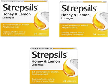 Strepsils Honey & Lemon Lozenges - Pack Of 3 X 36 Count