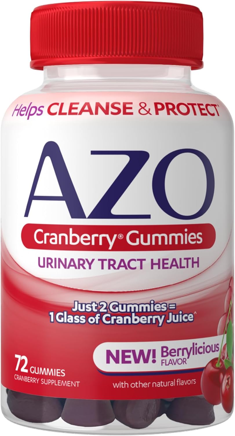 AZO Dual Protection Urinary Vaginal Support Probiotic Plus Urinary Tract Health Cranberry Gummies, 72 Count : Health & Household