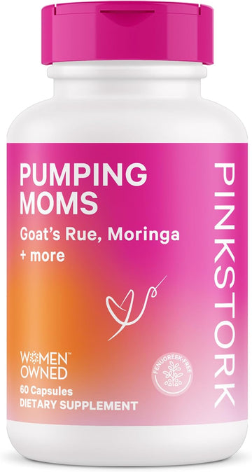 Pink Stork Pumping Moms Lactation Supplement - Support Breast Milk Supply And Flow With Goat'S Rue, Milk Thistle And Moringa, Fenugreek-Free, Breastfeeding Essentials For New Moms - 60 Capsules