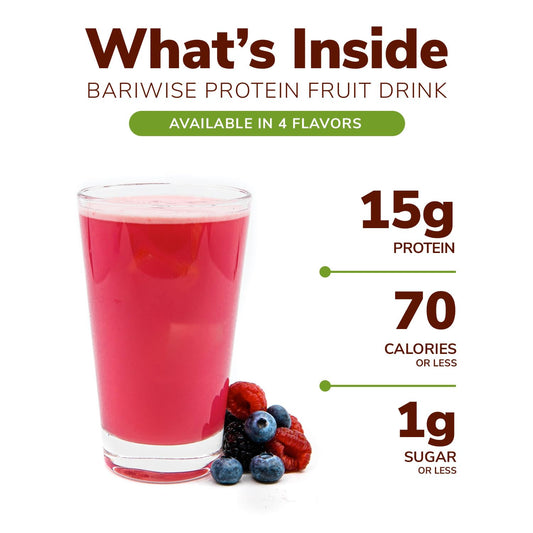 BariWise Protein Fruit Drink, Wildberry, Low Sugar, Gluten Free, Keto Friendly & Low Carb (7ct)