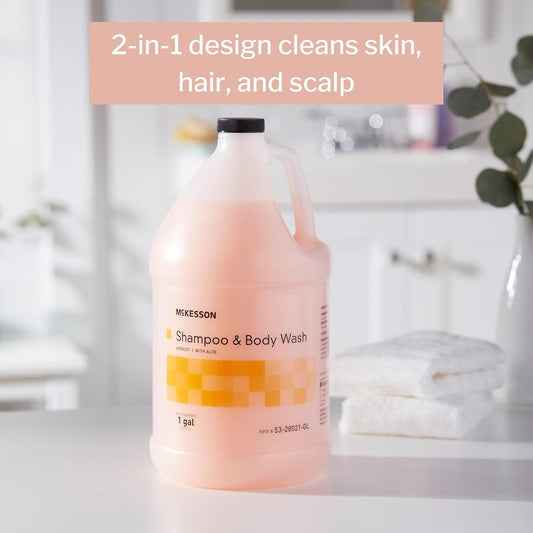 Mckesson Body Wash And Shampoo With Aloe, 1 Gallon [4 Count] Bulk, Apricot