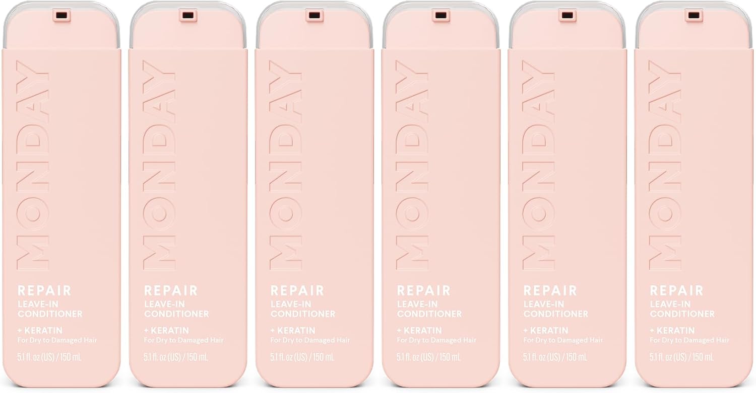 Monday Haircare 6 X 150 Ml Repair Leave-In Conditioner With Keratin, Jojoba Oil, Wheat Protein And Cocoa Butter For Dry & Damaged Hair