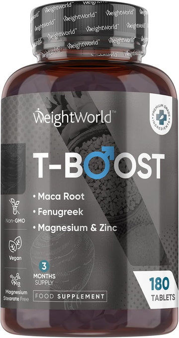 Testosterone Supplements For Men - 180 Vegan Tablets (3 Months Supply) - 12 Well-Known Ingredients Like Maca, Fenugreek, Zinc, Magnesium, Vitamin D, D-Aspartic & Selenium - Test Boosters For Men