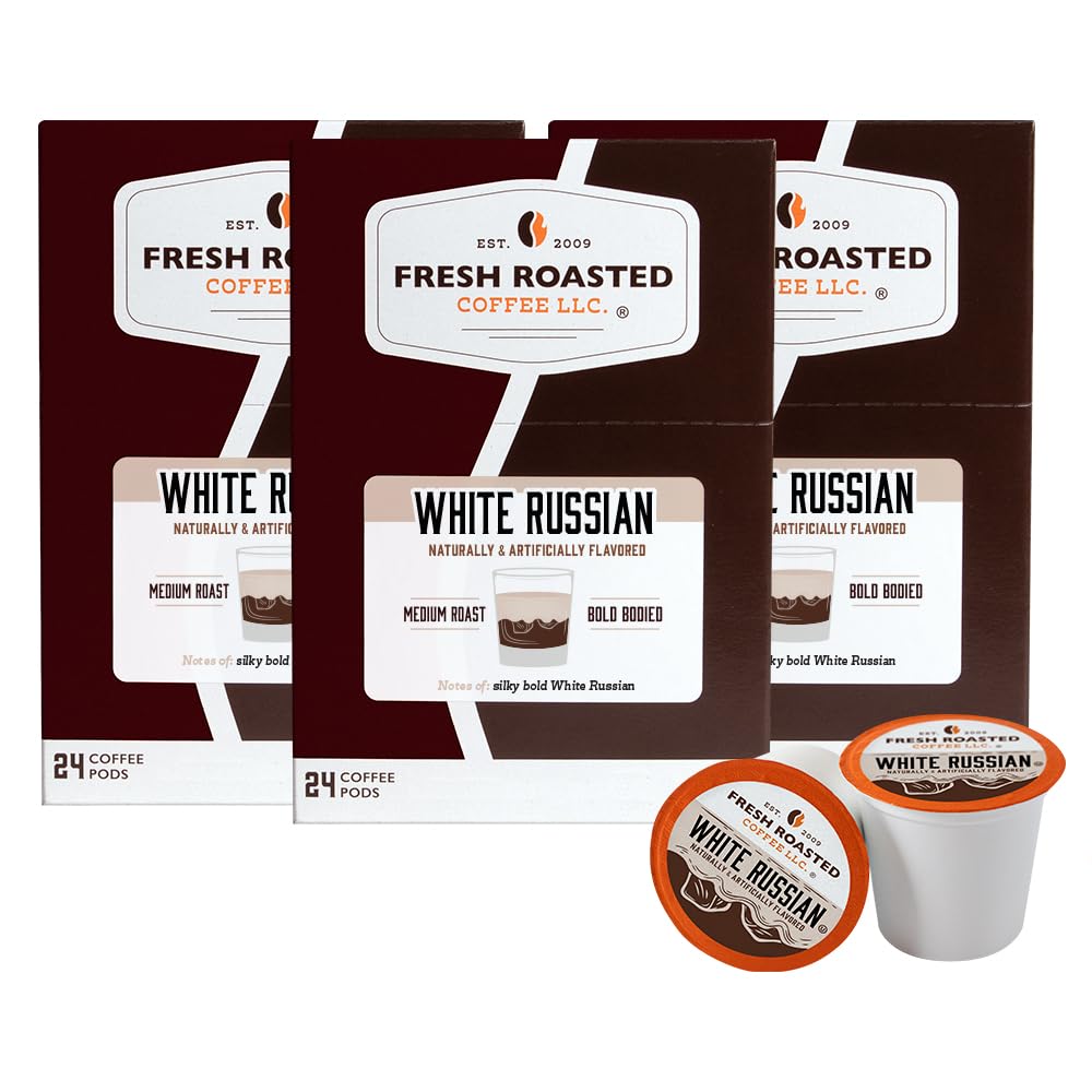 Fresh Roasted Coffee, White Russian, Flavored Coffee Pods, 72 Count