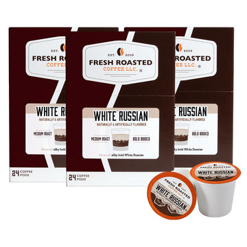 Fresh Roasted Coffee, White Russian, Flavored Coffee Pods, 72 Count