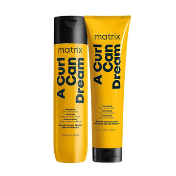 Matrix A Curl Can Dream Deep Cleansing Shampoo And Rich Hair Mask Set | Clarifying Shampoo, Removes Build Up | For Curly & Coily Hair | Silicone & Paraben Free | Manuka Honey | Packaging May Vary