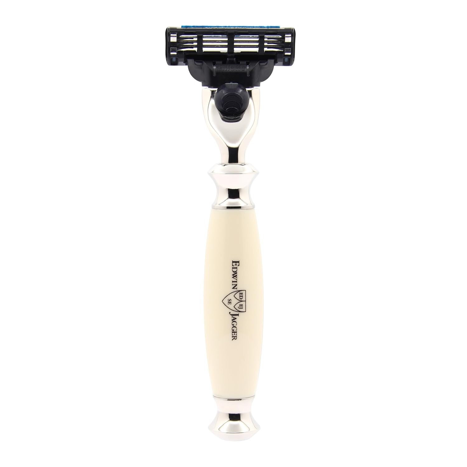 Edwin Jagger Imitation Ivory Gillette Mach 3 Razor, With Nickel Plated Collar