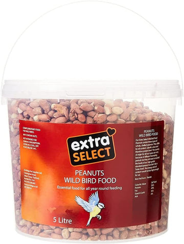 Extra Select Wild Bird Peanuts: High Grade, Protein Rich, Year Round Wild Bird Food Peanuts - Ideal for Winter Feed - 5 Litre Tub?08PB5