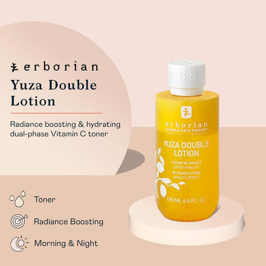 Erborian Face Lotion & Vitamin C Toner, Yuza Double Lotion - Radiance-Boosting & Hydrating Dual-Phase Vitamin C Toner (6.4 Fl Oz) - For All Skin Types