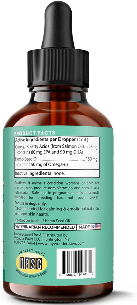 Organic Hemp Oil For Dogs – 9,000 Mg Of Hemp Oil With Alaskan Salmon Oil & Omega 3 Fatty Acids - Hemp For Pets, Joint Health, Anxiety Relief, Calming, Skin & Immune – 60 Ml Hemp Oil Drops