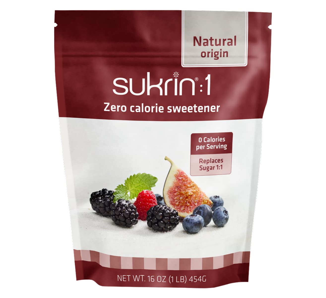 Sukrin:1 - All Natural 1:1 Sugar Substitute With Erythritol And Stevia, Zero Calorie Sweetener For Keto And Low Carb Diets, Gluten Free, Vegan, Baking, Non Gmo, 1 Lb