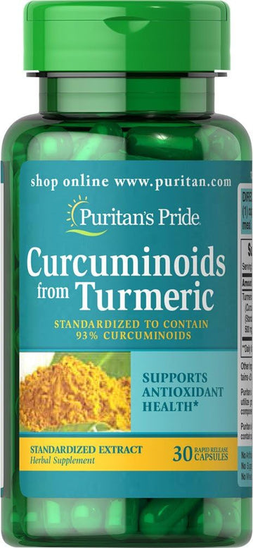 Puritan'S Pride Curcuminoids 500 Mg From Turmeric Standardized Extract Capsules, White, 30 Count