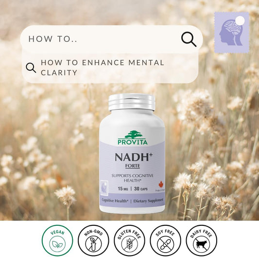 Nadh+ - High Potency Cellular Energy Booster - Supports Mental Clarity, Focus & Cognitive Health - 100% Vegan Formula (60 Capsules)