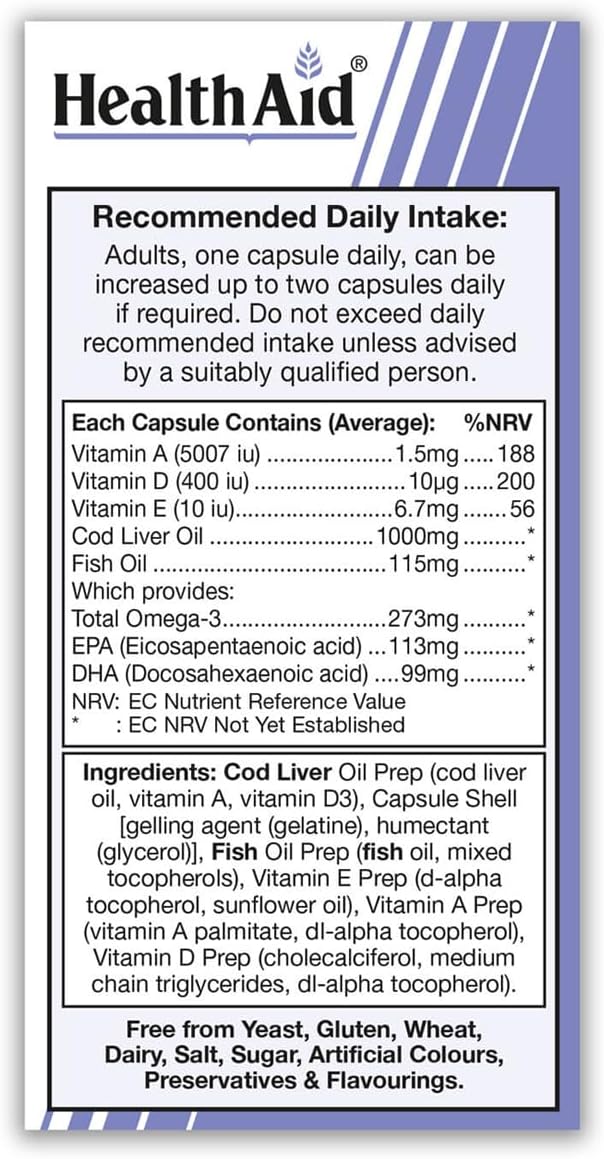 HealthAid Cod Liver Oil 1000mg - 60 Capsules
