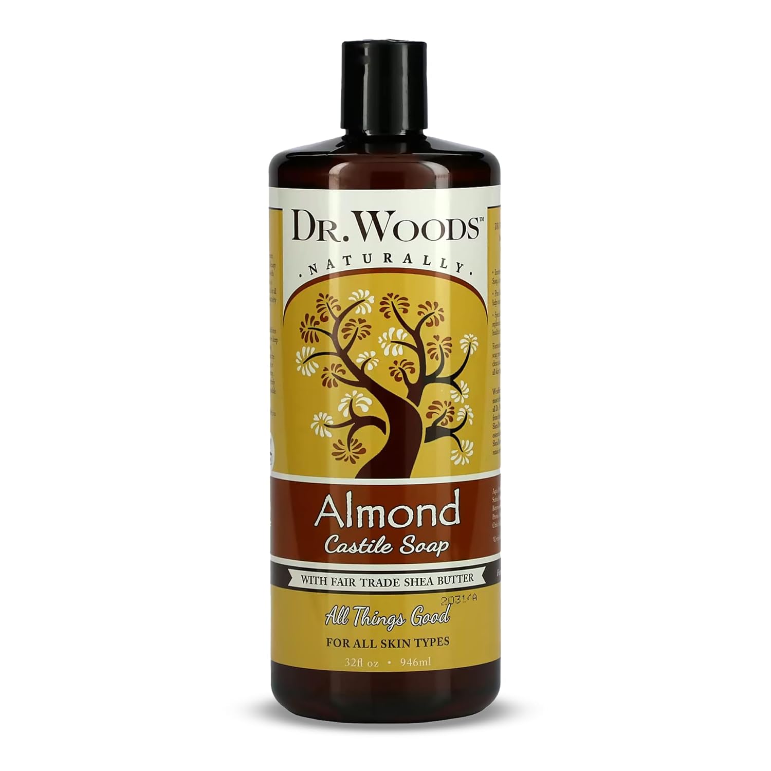 Dr. Woods Pure Almond Liquid Castile Soap With Organic Shea Butter, 32 Ounce