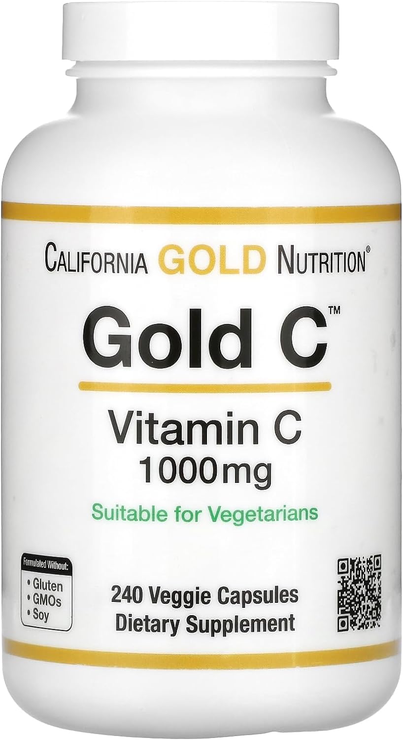 Gold C by California Gold Nutrition - USP Grade Vitamin C Supplement - Immune Support & Seasonal Wellness - Vegetarian Friendly - Gluten Free, Non-GMO - 1000 mg - 240 Veggie Capsules