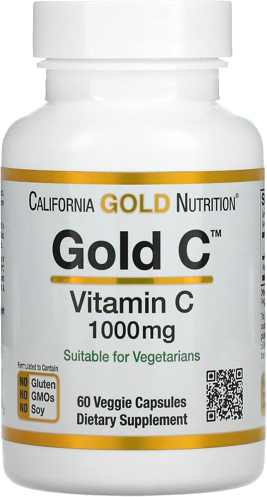 Gold C By California Gold Nutrition - Usp Grade Vitamin C Supplement - Immune Support & Seasonal Wellness - Vegetarian Friendly - Gluten Free, Non-Gmo - 1000 Mg - 60 Veggie Capsules, 3 Pack