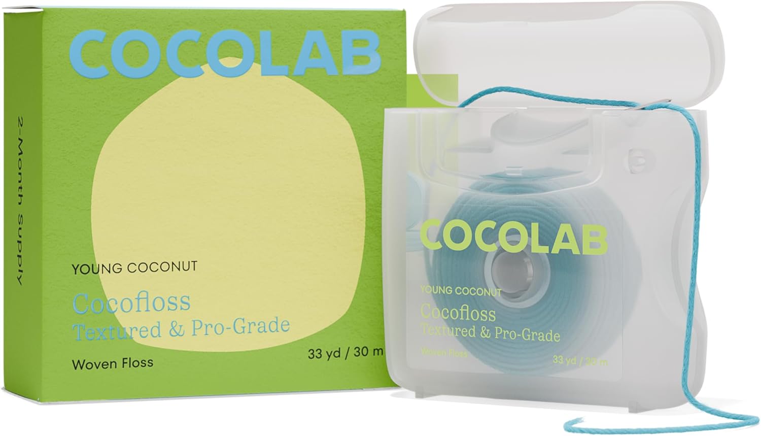 Woven Dental Floss, Dentist-Designed Oral Care, Coconut Scent, Waxed, Expanding, Vegan, Kid-Friendly String Floss With Coconut Oil, 1 Spool (33 Yd)