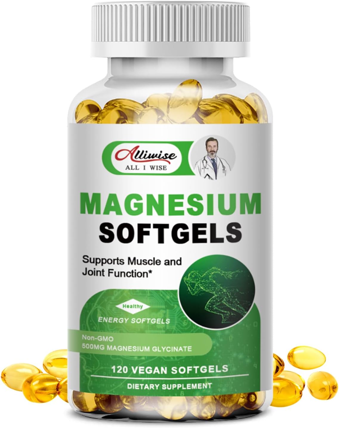 Magnesium Glycinate 500Mg Supplemnt, High Absorption Dietary Supplement For Muscle, Heart, Nerve And Bone Support, Gluten Free, Non Gmo, 120 Capsules, 60 Day Supply