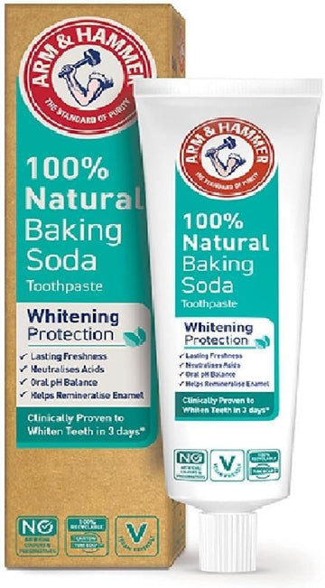Arm & Hammer 100% Natural Baking Soda Whitening Protection Toothpaste, 75Ml (Pack Of 2)