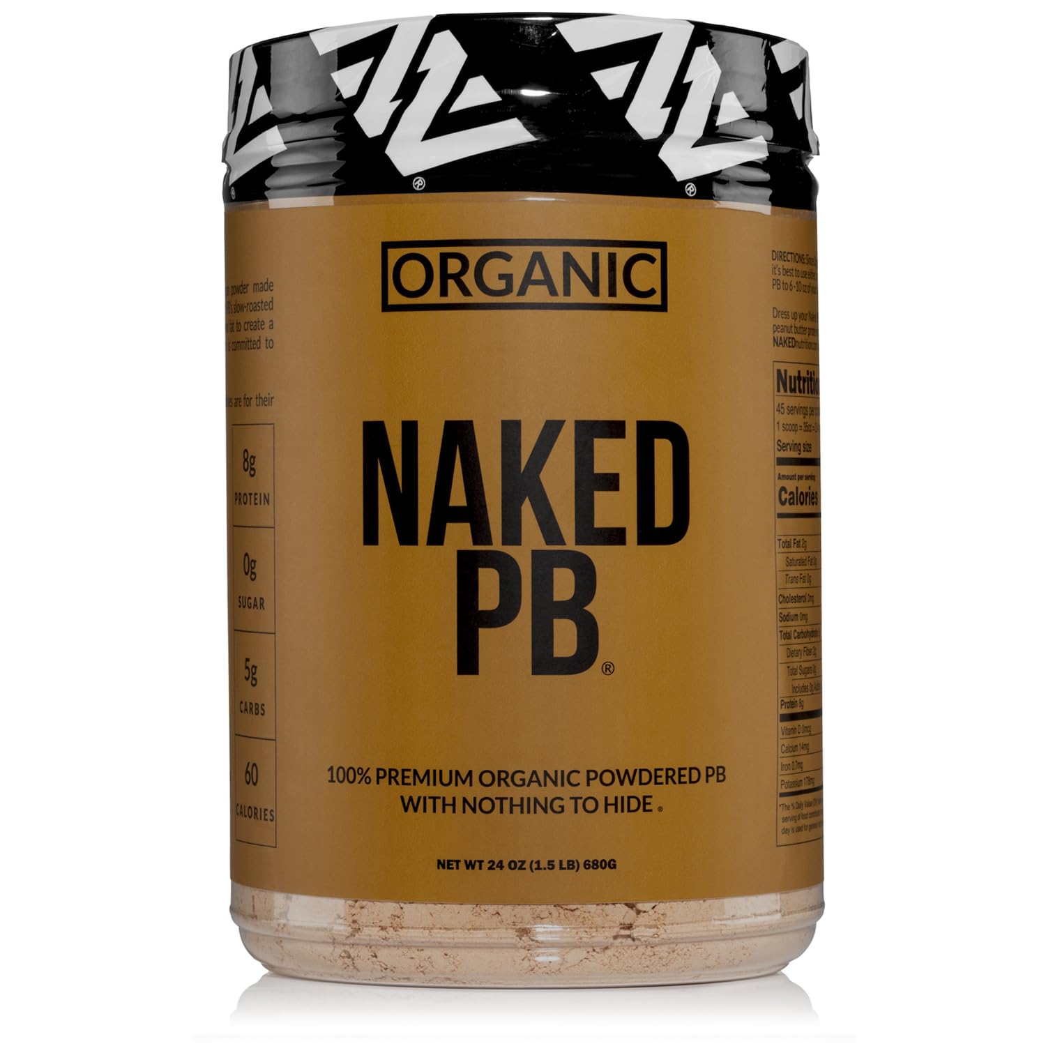 Organic Powdered Peanut Butter From Us Farms – Bulk, Only 1 Ingredient - Roasted Peanuts, Vegan, No Additives, Preservative Free, No Salt, No Sugar - 45 Servings - Naked Pb