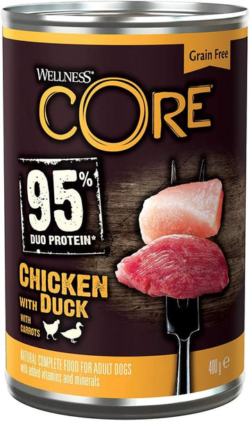 Wellness CORE 95% Chicken & Duck, Wet Dog Food, Grain Free Wet Dog Food, High Meat Content, Chicken & Duck, 6 x 400 g?10859