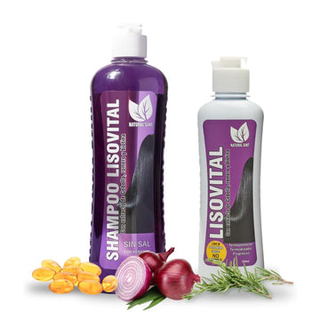 Liso Vital Duo Kit - Shampoo & Leave-In Conditioner, Anti Frizz, Heat Protectant For Hair With Red Onion Extract, Biotin & Rosemary