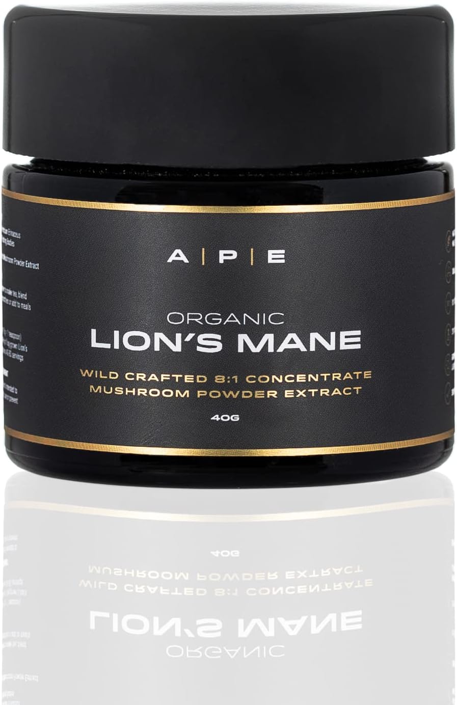 Ape Nutrition Organic Lion’S Mane Mushroom Extract Powder - Certified Organic & Wild Crafted, Improves Memory & Focus, Uk Supplements, Pure Concentrated Extract, 40G (40-80 Servings)