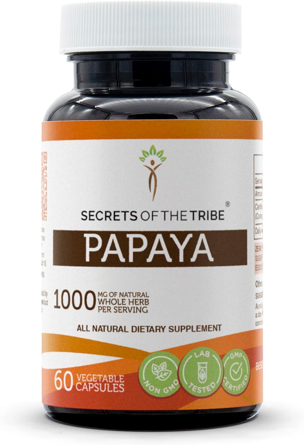 Secrets of the Tribe Papaya 60 Capsules, 1000 mg, Papaya (Carica Papaya) Dried Leaf (60 Capsules)