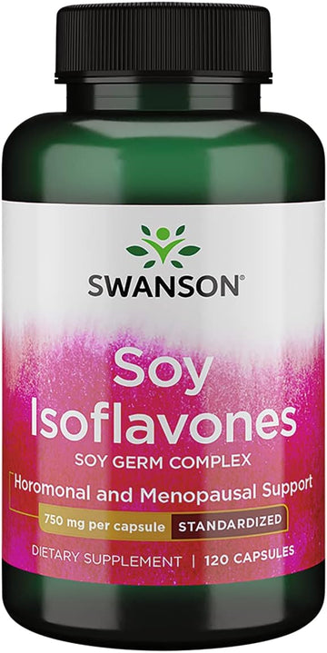 Swanson Soy Isoflavones - Natural Menopause Supplements For Women - Promotes Bone Health & Cardiovascular Maintenance - Premium Source Of Soy Nutrition - (120 Capsules, 750Mg Each)