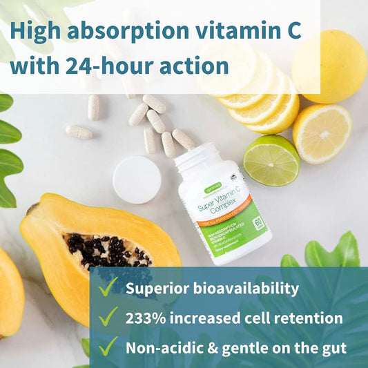 High Absorption Super Vitamin C, Clean Label Pureway-C 1000mg, Vegan Vitamin C with Bioflavonoids, 60 Servings, 24-Hour Action, Immune Health, Energy, Heart & Brain, by Igennus