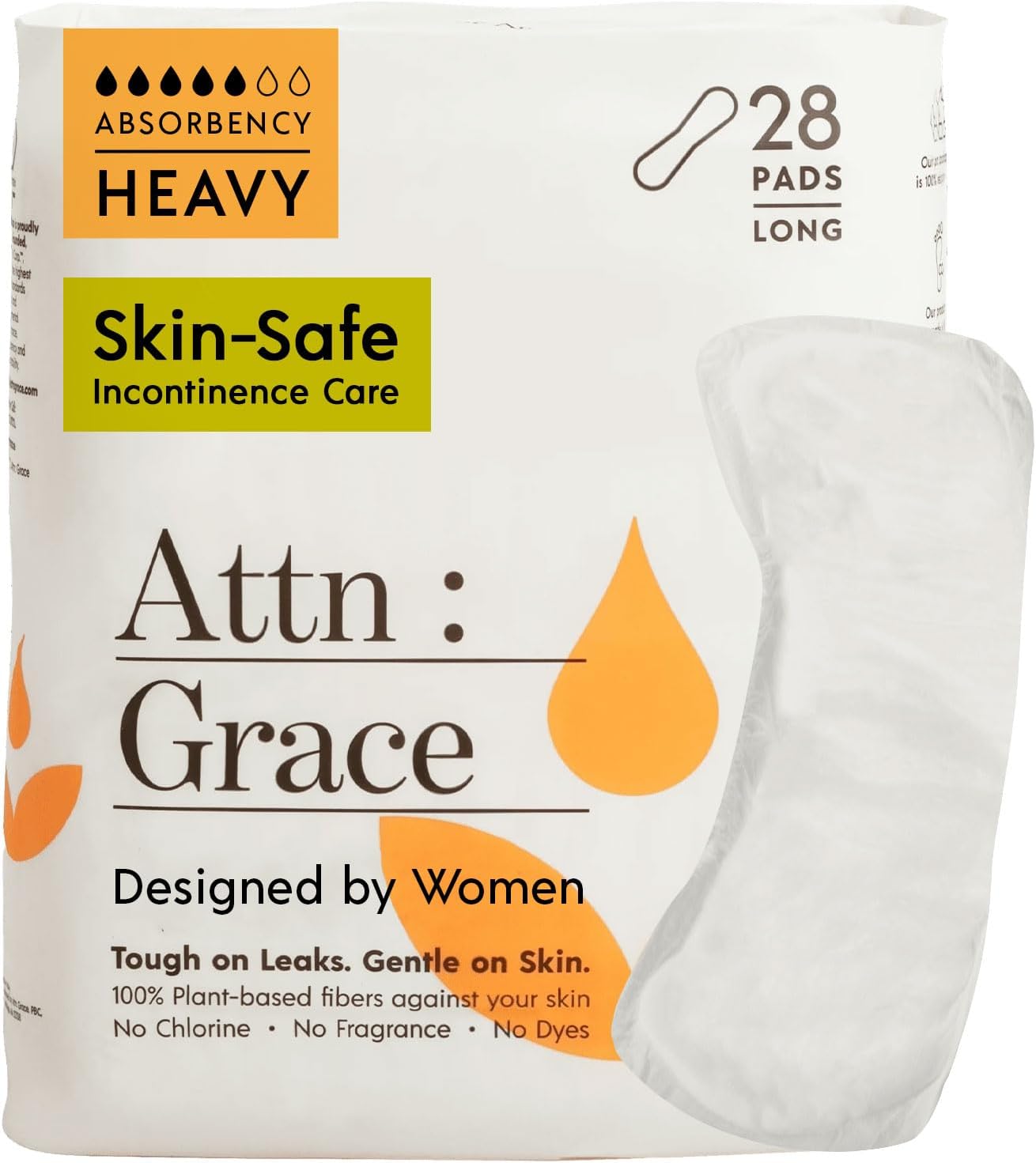 Attn: Grace Heavy Incontinence Pads For Women (28-Pack) - High Absorbency Protection For Heavy Bladder Leaks, Postpartum, Or Postpartum/Discreet, 100% Breathable & Plant-Based/Soothes Skin
