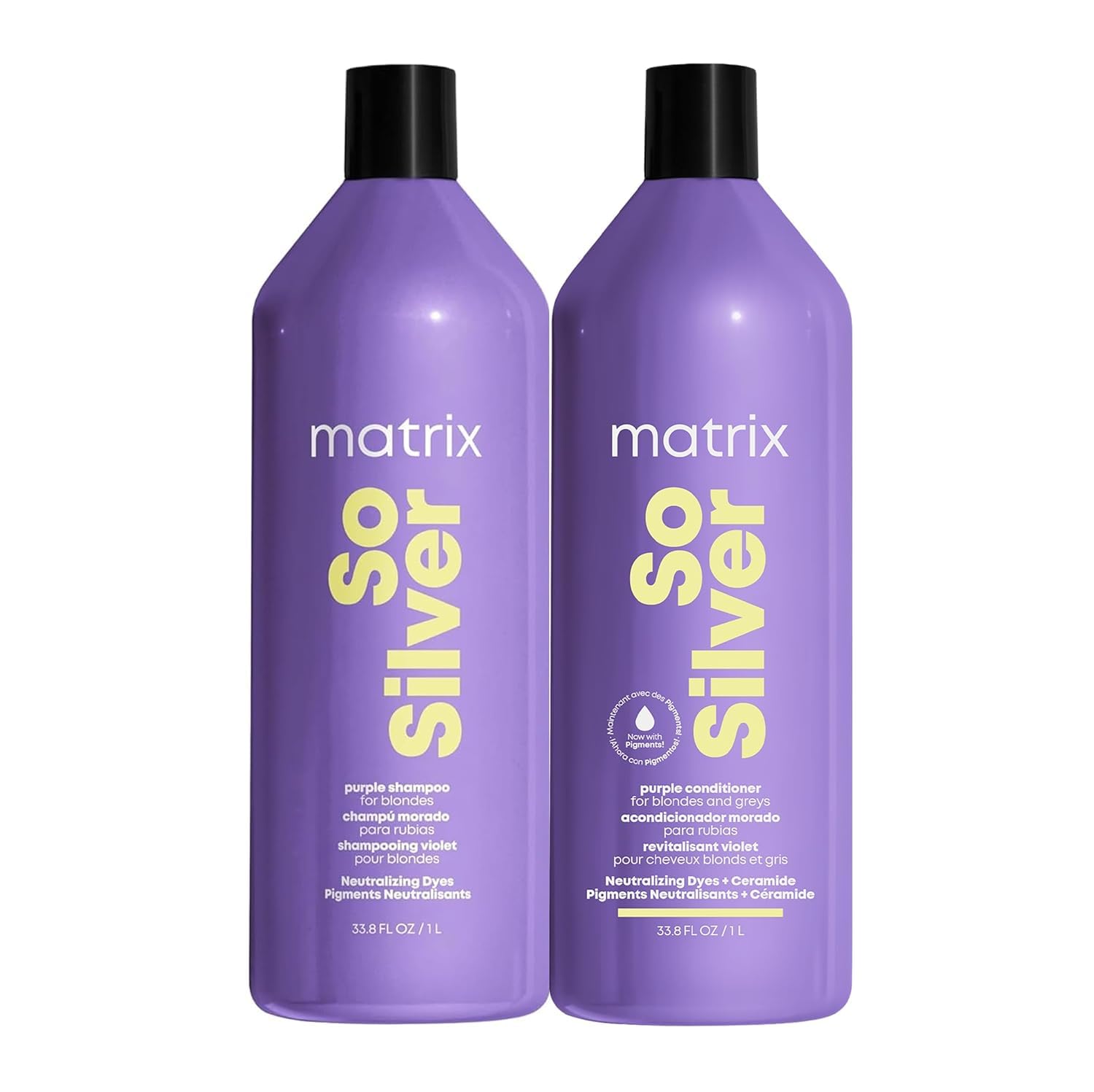 Matrix So Silver Purple Shampoo And Pigmented Conditioner Set | Removes Brassy Yellow Undertones | Toning Conditioner For Blondes And Greys | For Color Treated Hair | Premium Salon Conditioner | Vegan