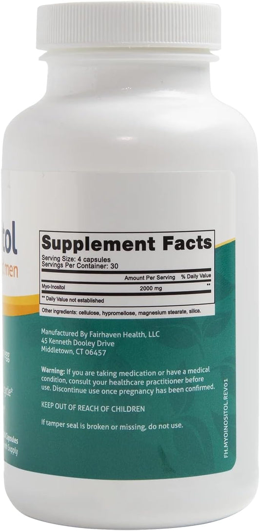 Fairhaven Health Myo-Inositol Supplement 2000Mg | Male And Female Fertility Supplement And Hormone Balance | Vitamin B8 | Inositol Powder Capsules | Gluten, Dairy And Soy Free | 120 Inositol Capsules