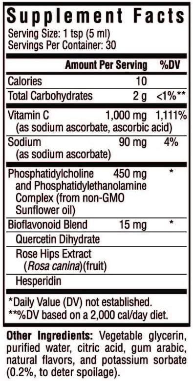 Seeking Health Optimal Liposomal Vitamin C Plus - Immune System Support With Vitamin C (Ascorbic Acid) - Liquid Supplement With Antioxidant Support - Natural Lemon, 5 Oz (30 Servings)