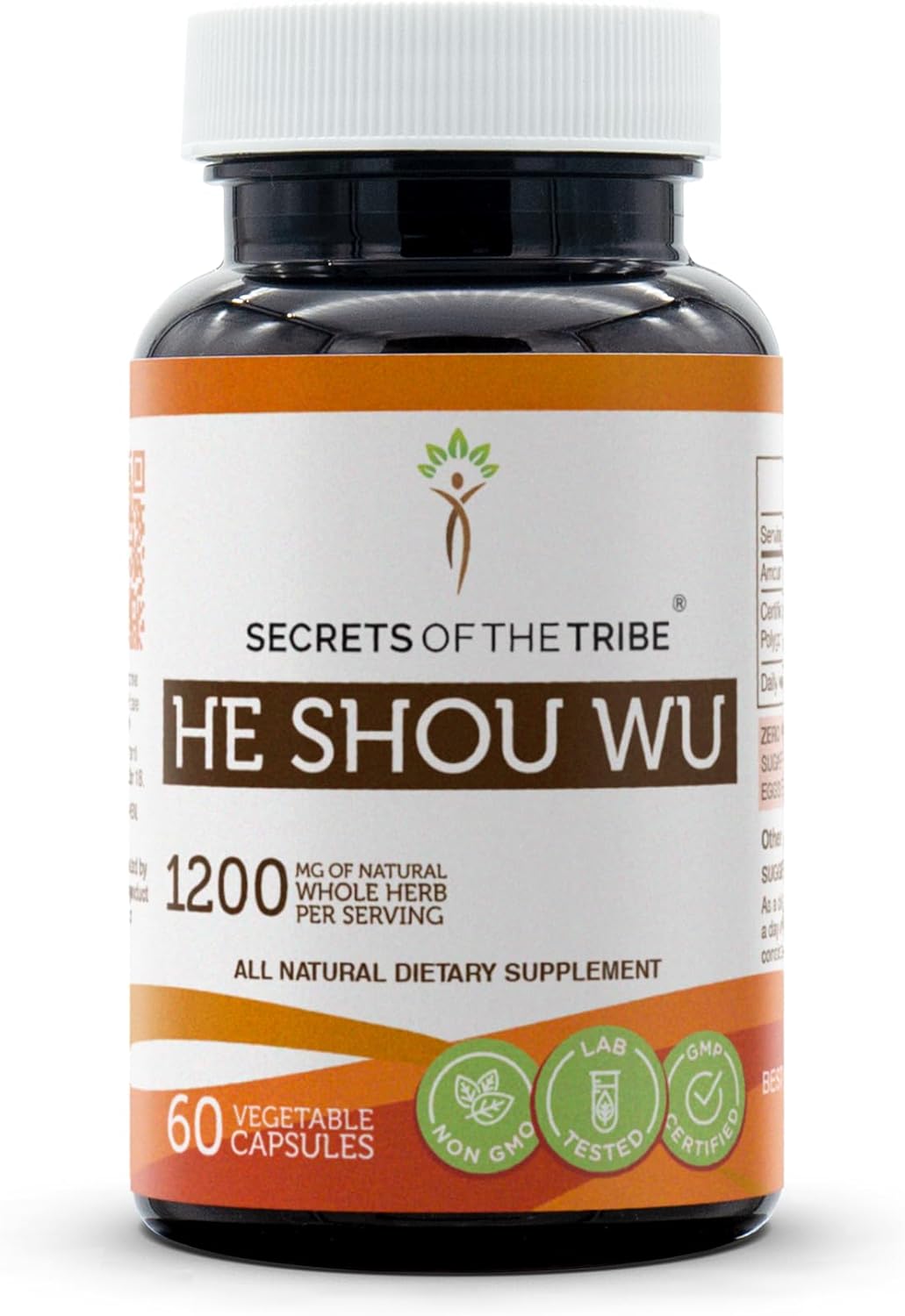 Secrets Of The Tribe He Shou Wu 60 Capsules, 1200 Mg, He Shou Wu (Fo-Ti, Polygonum Multiflorum) Dried Root (60 Capsules)
