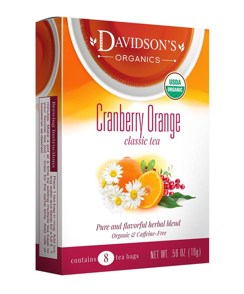 Davidson'S Organics, Cranberry Orange, 8-Count Tea Bags, Pack Of 12