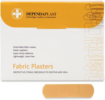 Dependaplast Advanced Fabric Plasters 7.5Cm X 2.5Cm - Hi Tech Lightweight, Water-Repellent, Flexible, Super-Sticky Adhesive - Box Of 100
