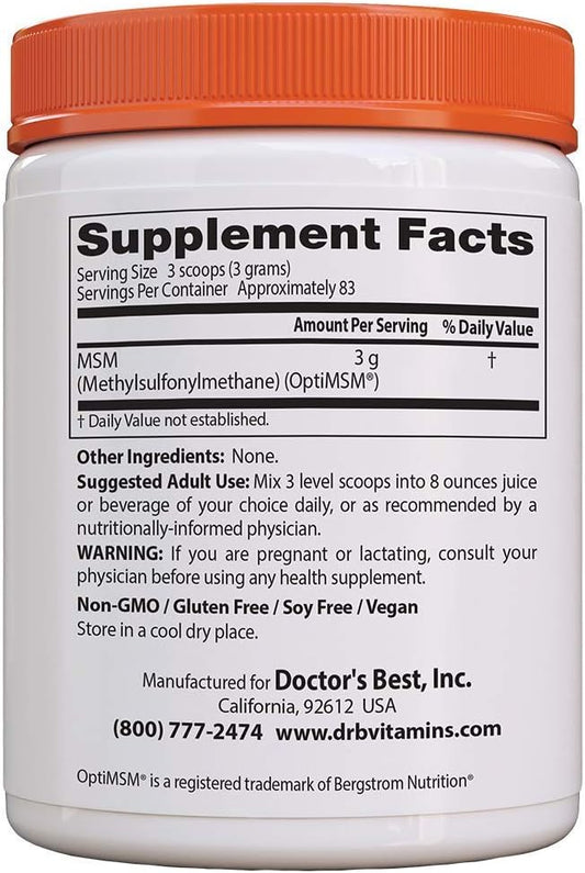 Doctor'S Best Msm Powder With Optimsm, Non-Gmo, Vegan, Gluten Free