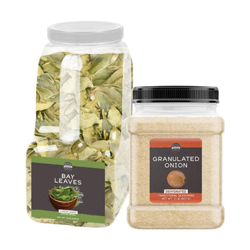 Birch & Meadow Whole Bay Leaves And Granulated Onion Bundle, Various Sizes, Flavorful Seasonings, Savory Taste