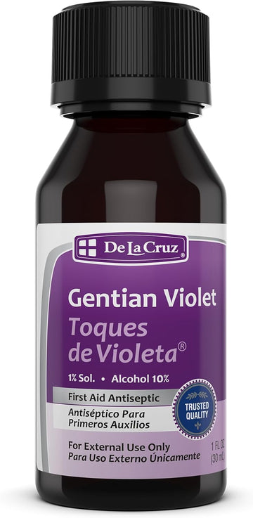 De La Cruz Gentian Violet - Violeta De Genciana - Tincture Of Violet 1% First Aid Antiseptic, 1 Fl Oz (9 Bottles)